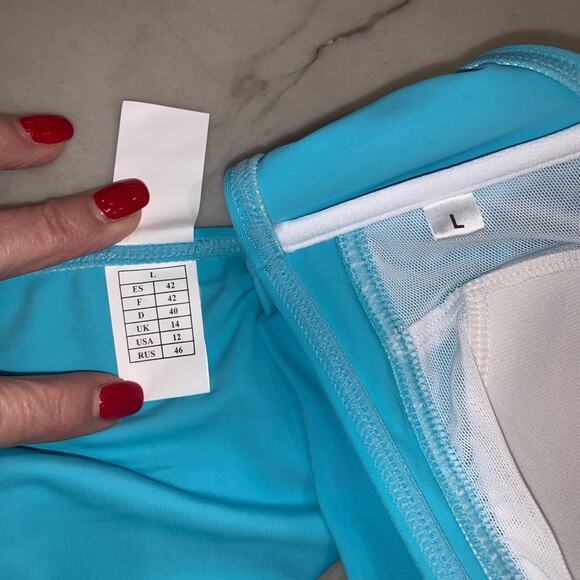 NEW Laguna Beach Boutique Azure / Turquoise Wrap Style Bikini Set Size Large - Picture 3 of 4